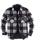 ZENTHACE Men's Warm Sherpa Lined Fleece Plaid Flannel Shirt Jacket(All Sherpa Fleece Lined) Black/Grey L