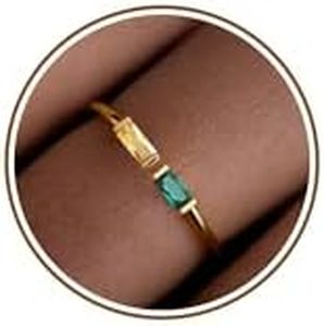 JSJOY Emerald Ring Blue Topaz Ring Birthstone Rings for Women Birthday Gifts for Sister Girlfriend Gifts Gold Jewelry for Women