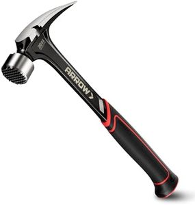 ARROW 20 oz Straight Claw Hammer with Magnetic Nail Holder, Side Nail Puller, Rip Claw Hammer with Milled Face & Shock Absorbing Grip, Heavy Duty One-piece Forged Hammer