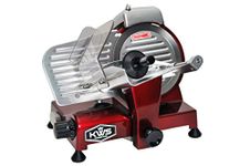 KWS MS-6RS Premium 200w Electric Meat Slicer 6-Inch in Red Stainless Steel Blade, Frozen Meat Deli Meat Cheese Food Slicer Low Noises Commercial and Home Use