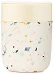 W&P Porter Ceramic Mug w/Protective Silicone Sleeve, Terrazzo Cream 12 Ounces | On-The-Go | Reusable Cup for Coffee or Tea | Portable | Dishwasher Safe