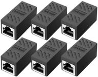 RJ45 Coupler，Ethernet Coupler, in Line Coupler for Cat7/Cat6/Cat5e/Cat5 Ethernet Cable Extender Adapter Female to Female (6 Pack Black)