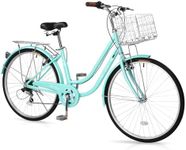 Ktaxon Women Bike Bicycles for Women, Beach Cruiser Bike with Premium Derailleur & Shift Lever, Adjustable Seat, High-Carbon Steel Frame and Excellent Welding Technology (Green)