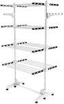 Todeco Clothes Drying Rack, 4 Tier Foldable Laundry Drying Rack,High Load Capacity Stainless Steel Space-Saving Clothes Airer with 2 Extra Adjustable Dry Rail Hanger, Black