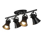 SEEBLEN 4-Light Track Lighting Kit, Directional Ceiling Light, Industrial Black Kitchen Track Lighting Fixtures Ceiling for Kitchen, Living Room, Dining Room, Hallway.