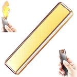 Windproof USB Arc Lighter, USB Rechargeable Lighter, USB Arc Lighter Rechargeable, Slim Profile Coil Lighter, Electric Lighters Dual Arc Lighter Plasma Flameless (Gold)