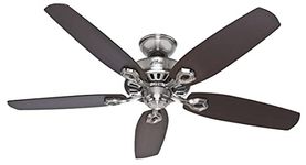 Hunter Fan Builder Elite, 132 cm, Indoor Ceiling Fan with Pull chain, Brushed Nickel Finish, 5 Reversible Blades in Brazilian Cherry and Maple, Ideal for Summer or Winter, Model 50566