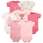 Hudson Baby Baby Cotton Bodysuits, Floral Deer, 0-3 Months