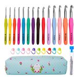 Knitiss 14 Pcs Crochet Hooks Set,Ergonomic Crochet Hooks with Case for Arthritic Hands,Size 2mm to 10mm