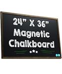 Besso 24 x 36 Magnetic Chalkboard Blackboard - Large Hanging Framed Wall Chalk Board w/Wooden Frame - Rustic 2x3 Wall Black Board to Use at Home and Office - Includes Magnets (Brown)