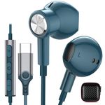 Wired Headphones USB C Earbuds for iPhone 16 Plus 16e 15 Pro Max USBC Headphones Corded Type C Port Ear Buds Android Earphones Microphone for Samsung Galaxy S25 S24 S23 Ear Phones Headset Lake Blue