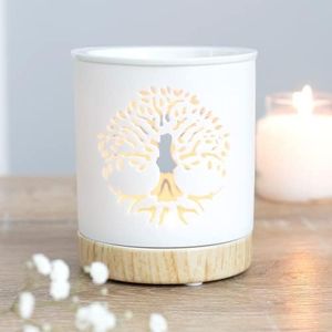 White Tree of Life Cut Out Wax Melt Burners, Novelty Ceramic Gifts for Mum, Essential Oil Diffuser and Wax Burner, Warmer Melter Fragrance Oil Burner, Unique for Mum (Tree)