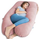 QUEEN ROSE Pregnancy Pillows for Sleeping, Cooling U Shaped Body Pillow, Maternity Pillow for Pregnant Women with Silky Soft Cover, Pink