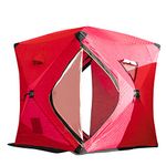 Togarhow Ice Fishing Shelter, 3/4 Person Ice Fishing Tent, Pop up Ice Fishing Tent with Carrying Bag Detachable Ventilation Windows Door (Red)