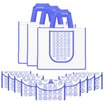 Kuber Industries Pack of 12 Foldable Shopping Bags For Women | Grocery/Vegetable Bags For Market | Jhola/Thela & Daily Use Bags | Smile- White & Blue