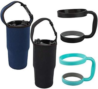 findTop Set of 4, Tumbler Carrier Pouch and Holder for All 30oz Travel Insulated Coffee Mug, 2 Pack Black & Navy Tumbler Carrier Handle Bag and 2 Pack Green & Black Holder