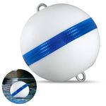 Tellegloww 20" Moor Mooring Buoy for Boat White Ball with Reflective Blue Stripe Attractive Illuminated Buoy