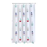 AQUALONA® Beach Huts shower curtain 12 FREE HOOKS INCLUDED - Polyester with a Water-repellent Coating, Lustre Finish and Rustproof Chrome Eyelets - Mildew Resistant and Weighted Hem, 180 x 180 cm