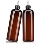 500ml Squeeze Bottles, Segbeauty 2Pcs 16.9oz Amber Refillable Hair Dye Colored Applicator Bottle with Angled Tip, PET Twist-On Top Tip Plastic Empty Dyeing Tool for Hair Color Perm Oil Salon