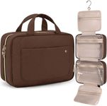BAGSMART Toiletry Bag Travel Bag with Hanging Hook, Water-resistant Makeup Cosmetic Bag Travel Organizer for Accessories, Shampoo, Full-size Container, Toiletries (Coffee, Large)