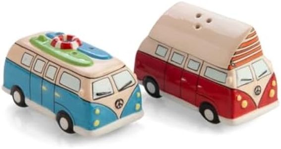 Surf & Camper Combi Kombi Vintage Retro Ceramic Salt & Pepper Shakers Set