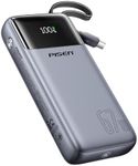 PISEN 3C Certified Power Bank - 20000mAh 67W CCC Power Bank with Built in Cable, Travel Battery Pack Portable 3C Charger with LED Display, 67W Portable Charger with Built in Cable for iPhone, MacBook