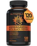 Organic Ashwagandha With Black Pepper For Improved Absorption. Resistant To Stress, Increases Energy Levels & Supports Memory Enhancement - 650MG Ashwagandha Per Capsule - 120 Capsules