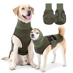 Yanmucy Dog Calming Coat with Dog Snood 2 in 1 Anxiety Relief Adjustable Anxiety Jacket with Dog Hoodie Ear Muffs Relieve Nervous Dog Vest for Anxiety Fireworks (Green, S)