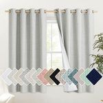 NICETOWN Thermal Blackout Curtain 2 Panels, Grey Linen Curtains Energy Saving Privacy Curtain Soundproof Light Blocking Drapes for Bedroom, Nursery, Kitchen, Dining Room (W52 x L63 inch)