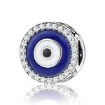 AIEGNOS Evil Eye Hamsa Charms for Bracelet Necklace 925 Sterling Silver Evil Eye Beads Fatima Hand Charms for European Snake Charm Bracelet for Women Mother Sister Birthday Gifts, enamel, Cubic Zirconia