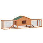 PawHut Wooden Rabbit Hutch Outdoor Run, Guinea Pig Hutch, Two-Storey Bunny House, Pet Habitat Animal Cage with Ramp, 309 x 79 x 86 cm