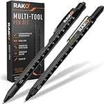 RAK 2-in-1 Multi-Tool Pen Set (2 Pack) Dad Gifts for Men - LED Tactical Pen Light, Stylus, Ruler, Level, Bottle Opener, Screwdriver, Ballpoint - Valentine's Day Gifts for Him