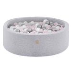 MISIOO Smart Ball Pit - 90 x 30 cm - Ball Pit for Children's Room - Ball Pit Baby - 200 Balls for Ball Pit - Baby Toy - Machine Washable - Oeko-Tex - Light Grey - Silver/Pearl/Light Pink