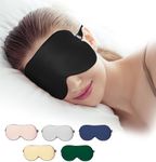 HGBOO Luxury Pure Silk Sleep Mask | 100% Natural Mulberry Silk | Double-Sided Softness | Adjustable Strap & Full Light Blocking | Perfect for Travel, Office Naps & Nighttime Sleep (Black)