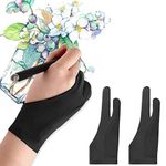 Mixoo Artists Gloves 2 Pack - Palm Rejection Gloves with Two Fingers for Paper Sketching, iPad, Graphics Drawing Tablet, Suitable for Left and Right Hand (S)