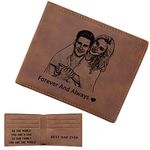 Personalised Wallet for Men with Picture Engraved, Custom Trifold Photo Wallets for Dad Husband Son Father's Day