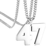 NBCTTXX Number Necklaces for Boys,Athletes Stainless Steel Personalized Sports Number Pendant Chain for Boys Football/Basketball/Baseball Team Inspiration Jewelry with Gifts, Stainless Steel, No Gemstone