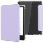 MoKo Case for 6.8" Kindle Paperwhite 11th Generation 2021&Kindle Paperwhite Signature Edition, Ultra Clear Soft Flexible Transparent TPU Back Cover Light Shell with Auto Wake/Sleep, Taro Purple