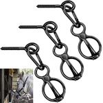 Nuenen Horse Tie Ring Stainless Steel Horse Tack and Supplies Safety Horse Accessories with Eye Bolts and Snaps Saddle Horse Training Equipment for Pulling (Black,3 Sets)