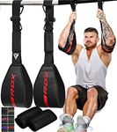 RDX AB Straps for Pull Up Bar Hanging (Pair), Maya Hide Leather, Abdominal Muscle Building Padded Arm Support Slings with D-Ring Strap, Leg Raise Exercise Fitness Workout Strength Training, Men Women