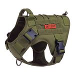 OneTigris Tactical Dog Harness,FIRE Watcher 2.0 No-Pull Dog Harness Vest with Hook & Loop Panels, Military Dog Harness Adjustable Dog Vest Harness for Walking Hiking Training (Ranger Green,Small)