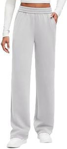 G4Free Trousers Pants for Women Wide Leg Pants with Pockets Straight Leg High Waist Elastic Sweatpants Casual Lounge Travel Pants(Light Grey,M,Tall)