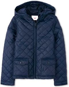 The Children's Place Girls' Zip Up Quilted Hooded Jacket, Tidal