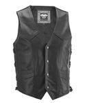 Highway 21 Six Shooter Men's Leather Motorcycle Vest W/Concealed Carry Pocket Black Size 2XL