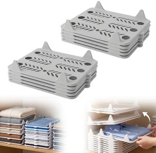 PVZXR Stackable Closet Organizer, 2026 New Stackable Closet Clothing Organizer System, Non-Slip Space-Saving Folding Board System for T-Shirts, Pants & Sweaters (Gray - 10PCS)