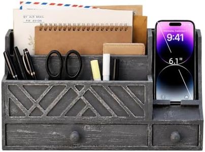 Gphudpzdl Wooden Desk Organizer with Drawers, Mail Organizer and Sorter