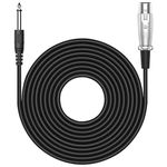 Audio Array AC-6XL Mic Cable 6.35mm Jack Male to XLR 3PIN Female Cord Wire | Microphone/Guitar Cable | Black, 1pc Pack (6 Meter/19.6 Feet)