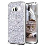 OKZone Compatible Galaxy S8 Plus Case + HD Screen Protector, Bling Glitter Sparkle Designer Slim Fit Soft Gel TPU Silicone Skin Cover Shining Style Case for Samsung Galaxy S8 Plus (Sliver)