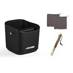 MHW-3BOMBER Coffee Knock Box Espresso Dump Bin 15 Cups 1.2L with Coffee Cleaning Brush,2Pcs Coffee Bar Towel Coffee Cleaning Set Black GB5967B+B5335+CT5300G