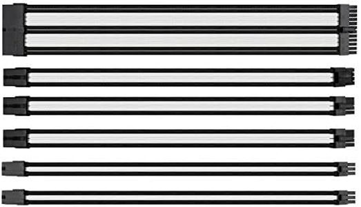 Thermaltake TtMod Sleeve Extension Power Supply Cable Kit ATX/EPS/8-pin PCI-E/6-pin PCI-E with Combs, White/Black AC-048-CN1NAN-A1